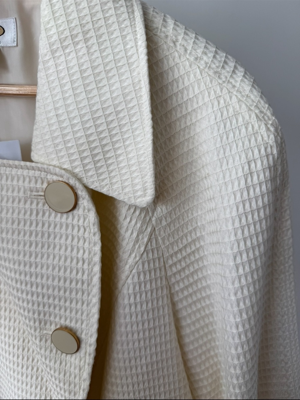 TALBOTS | Vintage Cream Waffle Double Breasted Blazer Jacket Plus Size 20W - Picture 6 of 7